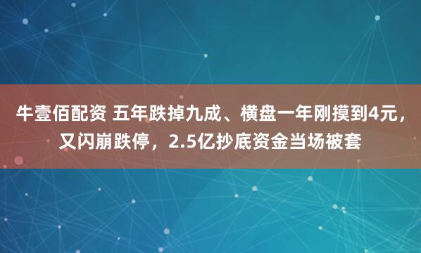 牛壹佰配资 五年跌掉九成、横盘一年刚摸到4元，又闪崩跌停，2.5亿抄底资金当场被套
