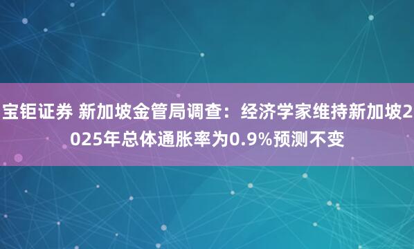宝钜证券 新加坡金管局调查：经济学家维持新加坡2025年总体通胀率为0.9%预测不变